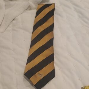 WFU Gold and Black Diagonal Striped Silk Tie